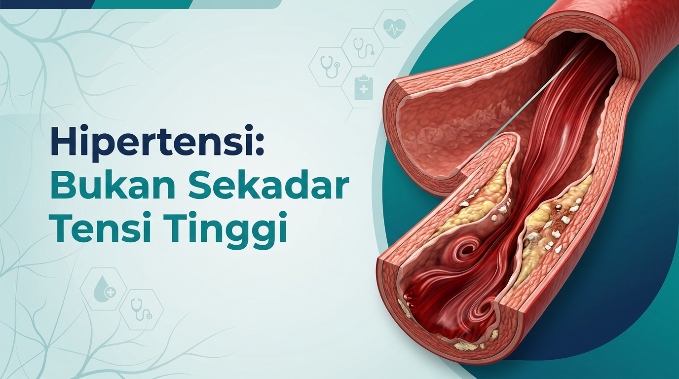 Diagram fisiologi sistem kardiovaskular menunjukkan pembuluh darah yang menyempit akibat plak lipid dan pengaruhnya terhadap tekanan darah serta resistensi insulin